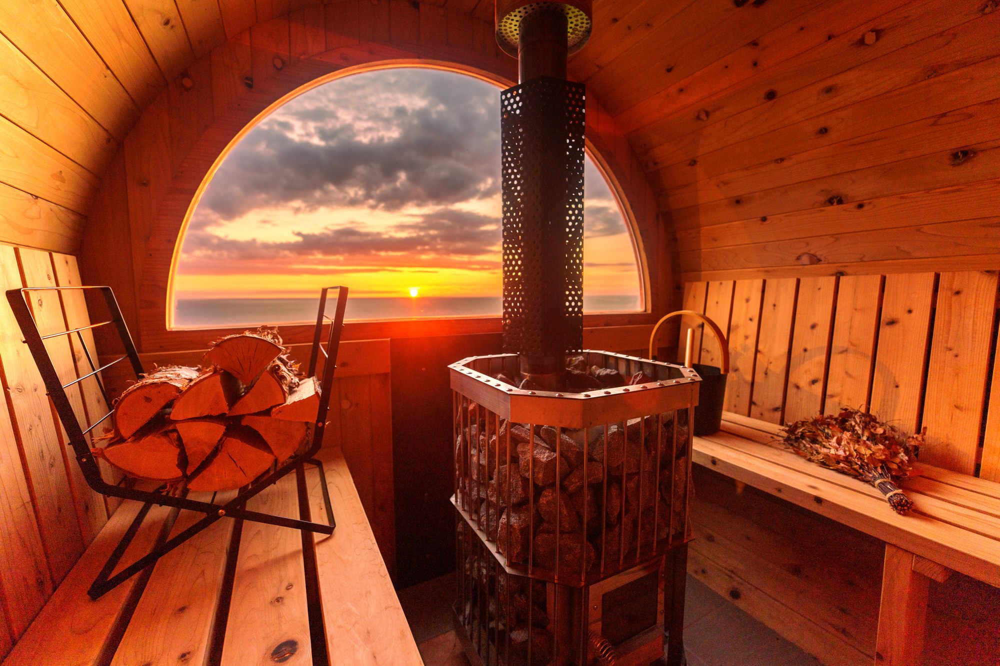 Inside the sauna